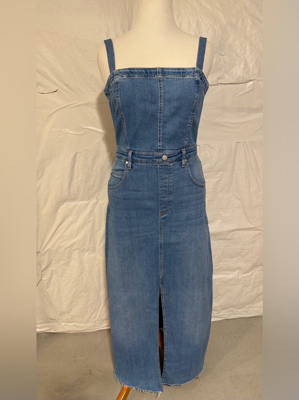 Pilcro Medium Blue Denim Pinafore Dress